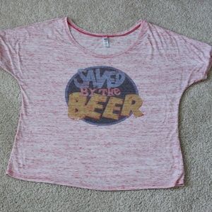 Saved By The Beer Womens Pink T Shirt Large